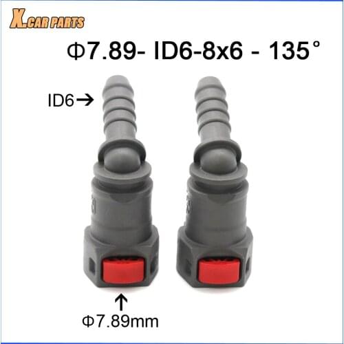 2pcs/lot 7.89mm ID6 8x6 auto Fuel line quick connector 135 degree female fuel pipe fitting gasoline quick connector