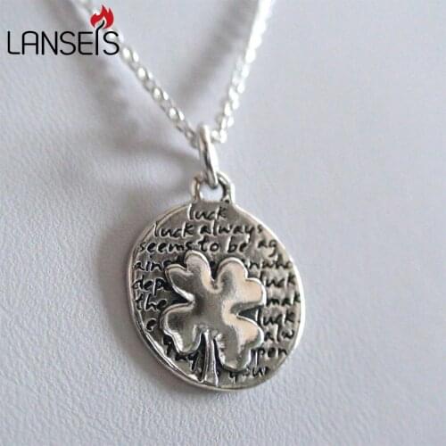 20pcs Inspirational Four Leaf Clover Charm Necklace15mm