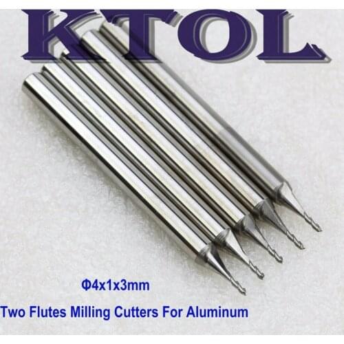 4x1.0x3mm 2 Flute Spiral CNC Router Bit Tungsten End Milling Cutter for Aluminium, End Mill Aluminum Cutter CNC Carbide Tools