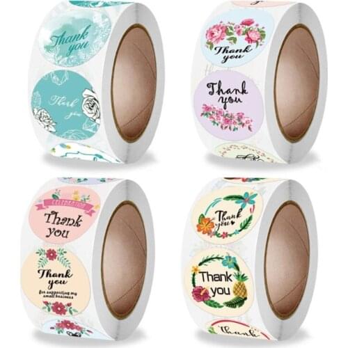 500pcs Round Labels Flower Thank You Packaging Stickers for Candy Gift Box Bag