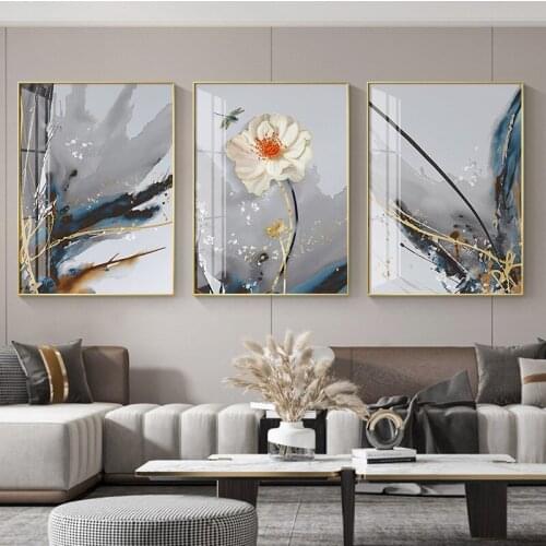 Watercolor Abstract Modern Nordic Flower Plant Decorative Canvas Painting Art Print Poster Picture Wall Living Room Home Decor