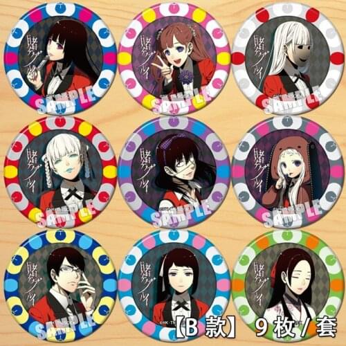 Anime Jabami Yumeko Yumemite Yumemi Manyuuda Kaede Figure Badge Round Brooch Pin Gifts Kids Collection Toy