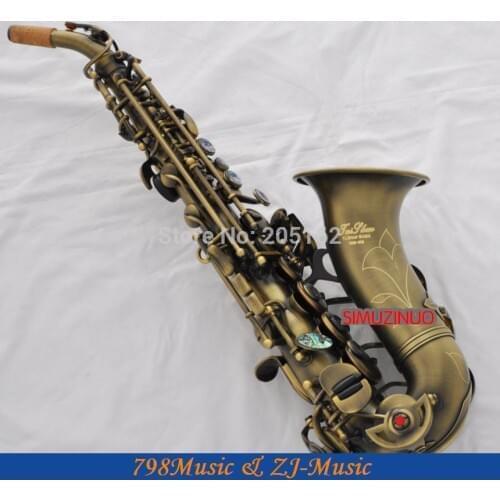 Antique Soprano Saxophone Bb Curved Sax High F# With Case