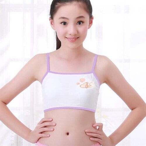 4pcs Teen Bra Girl Vest Cotton Spandex Big Girls Sport Adolescente Kids Underwear 6-12 Years