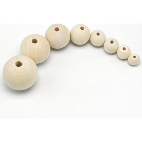 Teethers Eco-Friendly Natural Toy Chicken Round Wooden Beads 4/6/8/10/12/14/16/18/20/25/30/40 50mm For Kids Wooden Bead