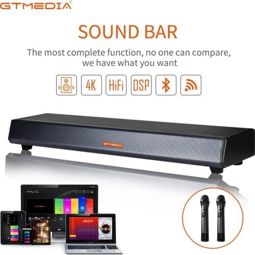 GTMEDIA Audio Signal TV Sound Bar,4K,Live Streaming,IPTV Karaoke Player TVs,Wireless Subwoofer Hi-Fi Speaker BT4.0 Receiver Box