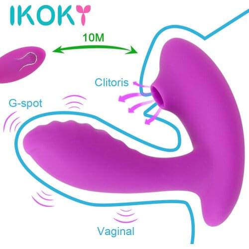IKOKY Vagina Sucking Vibrator 10 Speed Sex Toys for Woman 2 in1 Remote Control Clitoris Vagina G spot Stimulation Nipple Sucker