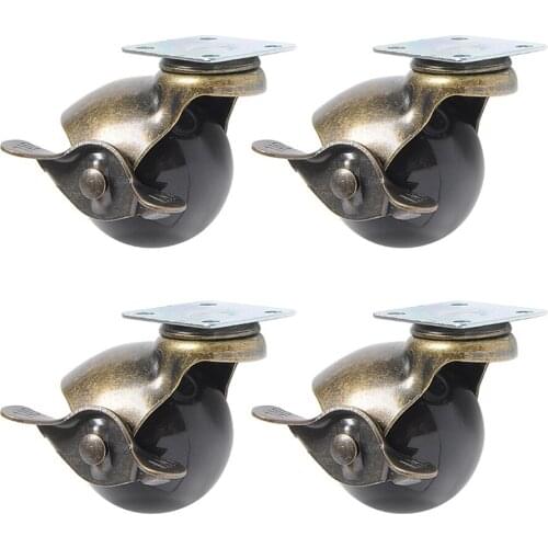 1/4/5pcs Swivel Top Plate Hooded Ball Caster Wheels, cart with wheels furniture foot level Antique Bronze (1.5-inch with Brake)