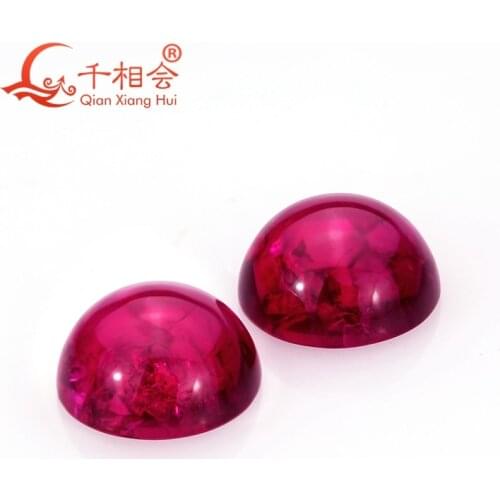 Round shape flat back cabochon Artificial ruby 5# including minor cracks and inclusions corundum loose gem stone