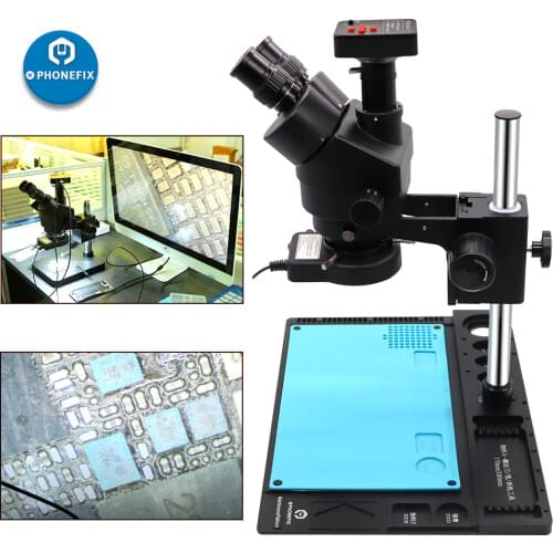 3.5X-90X Black Trinocular Stereo Microscope 14MP 16MP 21MP 38MP HDMI Digital Video Camera Microscope Phone Soldering Microscope
