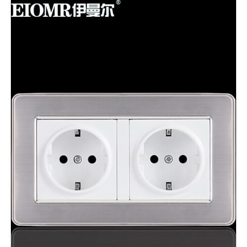 Model 146 two-digit EU/FR/UK socket Euro-coordinate socket Stainless Steel White panel socket 250V