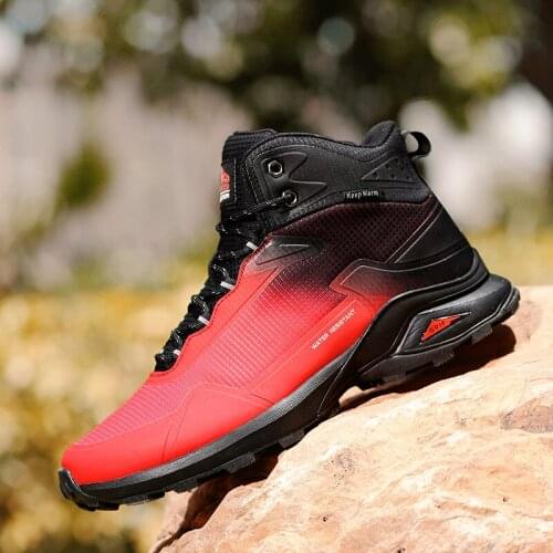 Men Hiking Shoes Men Snow Boots Anti-collision Leather Sneakers Waterproof Warm Boots