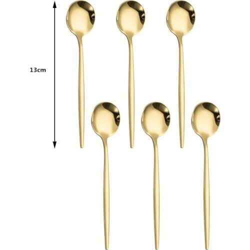 12 Colors Cutlery Flatware Spoon Set 13CM Gold Tea Spoon Flatware Set Stainless Steel Dinnerware Flatware Teaspoon Tableware Set