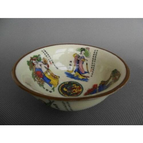 DELICATE CHINESE HANDWORK PORCELAIN ANCIENT 8 IMMORTAL BOWL QS1