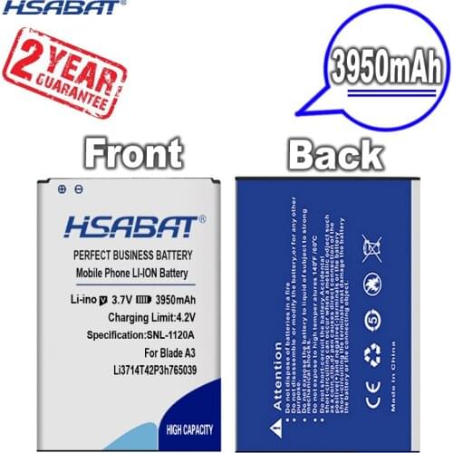 New Arrival [ HSABAT ] 3950mAh Li3714T42P3h765039 Replacement Battery for ZTE Blade A3 Battery T220 AF3 T221 A5 AF5