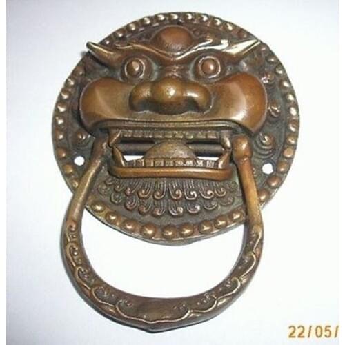 A Pair Medicine old Exquisite Chinese Foo Dog Foo Lion Door Knocker 2pcs Garden Decoration wall dies