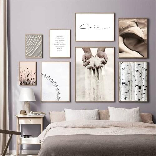 Calm Quotes Poster Sand Hand Desert Landscape Wall Art Painting Ferris Wheel Wall Art Print Pictures Nordic Living Room Decor