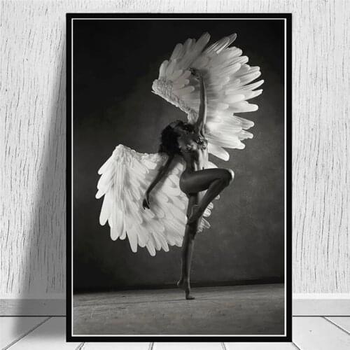 Poster Modern Prints Victorias Secret Dance Naked Girl Angel Wings Art Fashion Picture Decorative Painting on the Wall