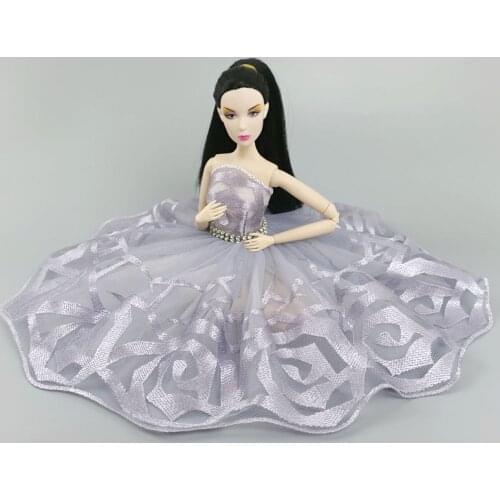 Silver Gray Ballet Dress For Barbie Doll Outfits 1/6 Doll Accessories Dancing Clothes 3-layer Skirt Rhinestone Party Gown Toy