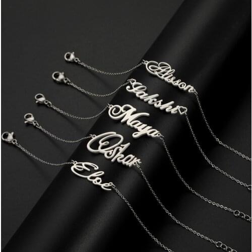 Skyrim Personalized Name Bracelet Women Girls Stainless Steel Chain Letter Customized Charm Bracelets Unique Custom Jewelry Gift