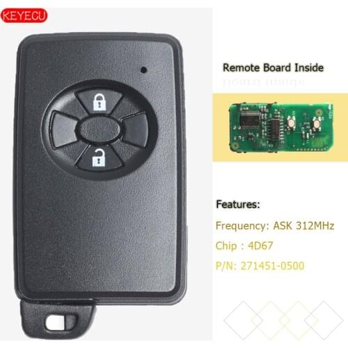 KEYECU Smart Key Fob ASK 312MHz 4D67 Chip for Toyota RAV4 / Allion Premio/ Auris - 2 Button -P/N: 271451-0500