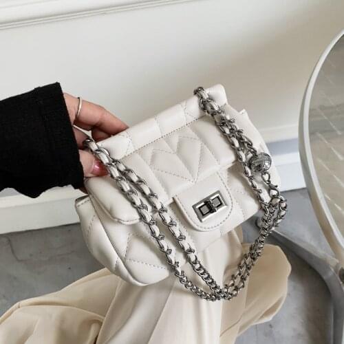 Grid PU Leather Flap Crossbody Bags for Women Branded Luxury Ladies Handbags Designer Lady Chain Travel Shoulder Purses