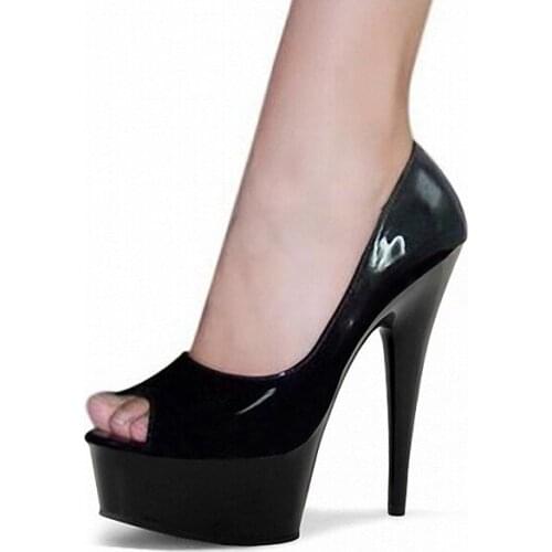 Bride Wedding Shoes Single Shoes Black 15cm Ultra High Heels Dance Shoes Hand Made 6 Inch High Heels Single Shoes