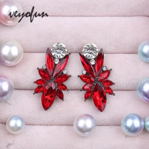 Veyofun Vintage Girl Geometric Crystal Party Stud Earrings for Women Fashion Jewelry Gift New Wholesale