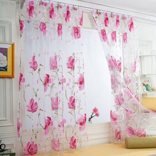 1 PCS Window Curtains For Living Room Leaves Tulle Door Curtain Drape Panel Sheer Scarf Valances voilage blanc fenetre 19SEP24