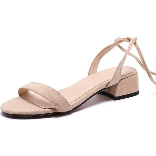 Womens sandals 31-43 with thick heels, middle heels and cross straps in the summer of 2019