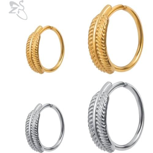 ZS 1PC 20G Feather Shape Nose Ring Gold Nose Stainless Steel Septum Piercing Helix Cartilage Piercings Nariz Ring Body Piercings