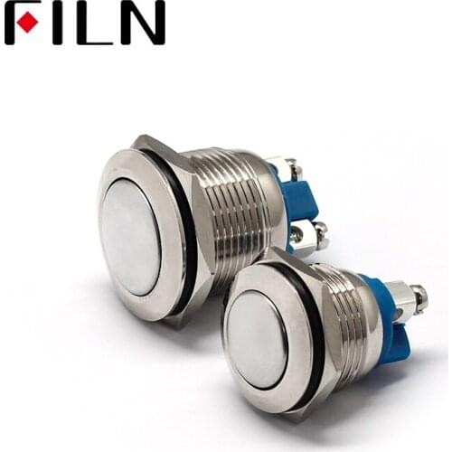 16mm 19mm Brass Nickel Plated Ball Domed Actuator Metal Push Button Switch 1NO Momentary 2 screw pins 3A250VAC