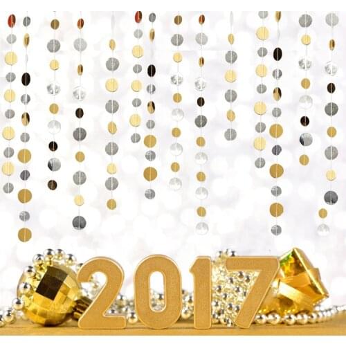 2pcs New 1.5M Sequins Gold And Silver Combination Long Wall Hanging Paper Garlands Wedding Party Home Decoration