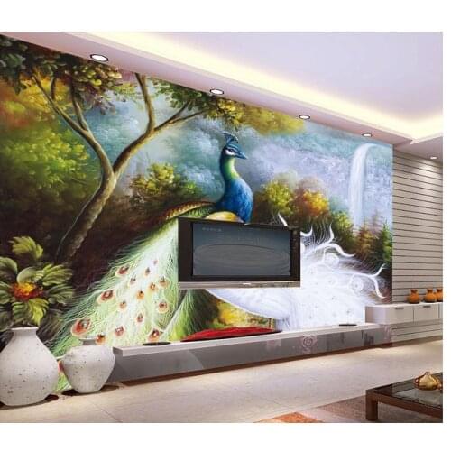3D Hand-painted peacock Ewallpaper custom mural beauty uropean background wall decoration painting non-won wallpaper