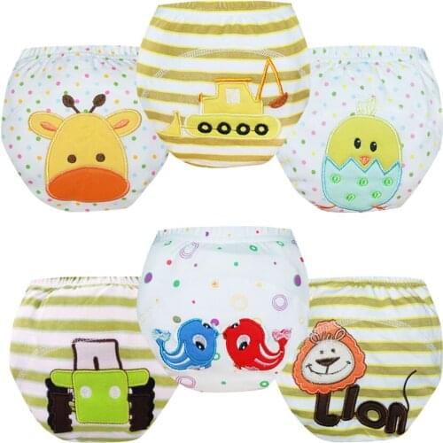 6 PCS Cotton Baby Training Pants Kids Washable Cloth Diapers Reusable Child Diaper Nappies Waterproof Baby Underwear Newborn