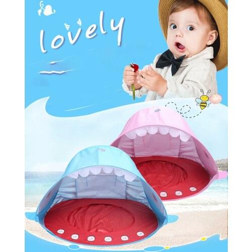Childrens Pool Beach Sand Digging And Water Playing Tent Shark Whale Beach Single Double Sunshade Folding Portable Game House