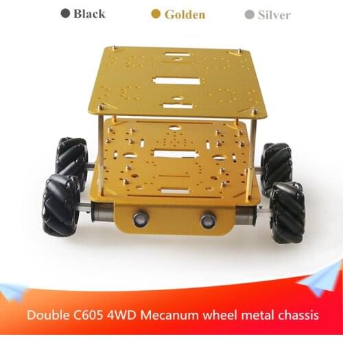 Double C605 4WD Mecanum Wheel Metal Chassis Car DIY RC Mobile Robot Platform Kit 4pcs High Torque Motors DIY Maker Learning