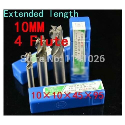 5pcs/set 10mm four 4 Flute HSS & Aluminium Extended End Mill Cutter CNC Bit Milling Machinery tools Cutting tools.Lathe Tool