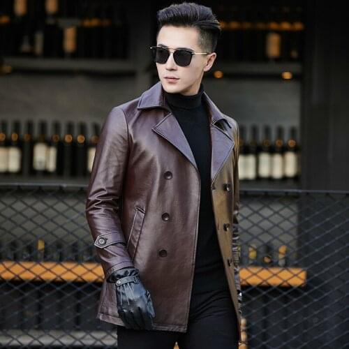 Genuine Cow Leather Jacket Men 2020 Vintage Spring Autumn Cowhide Coat Real Leather Jackets Veste Moto Homme AY6607 YY373