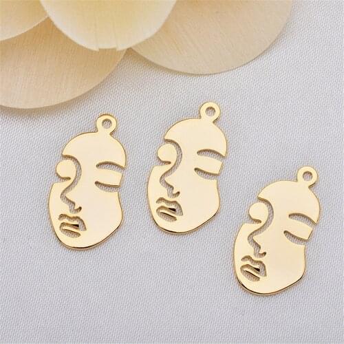 Classics 5Pcs 18K Gold Color Brass Hollow Face Pendants Charms High Quality Diy Jewelry Findings Accessories