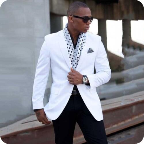Custom Made White Mens Classic Wedding Suit Male Blazers Slim Fit Suits For Men Costume Business Party 2Piece Jacket+Pants