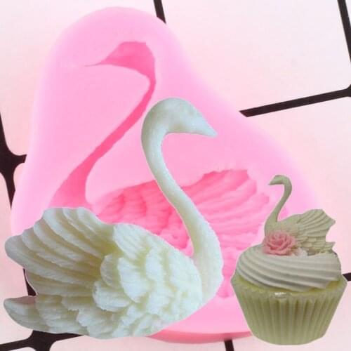 Swan Silicone Mould Cupcake Topper Fondant Molds DIY Wedding Cake Decorating Tools Resin Clay Candy Chocolate Gumpaste Moulds