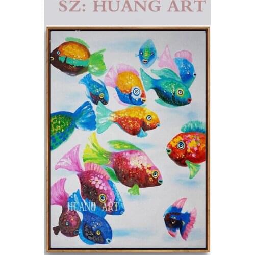 Hot sell high quality handmade original large abstract modern texture modern knife oil painting many 、Fish animal living room