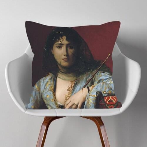 The Middle East Oil Painting Woman Portrait Cushion Cover Islam Saudi Arab Folk Culture Pillow Case