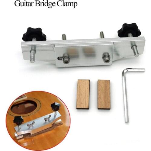 Metal Guitar Bridge Clamp Stainless Steel Guitar Bridge Binding Tools For Luthiers With 2 Pcs Wood Guitar Part Accessory
