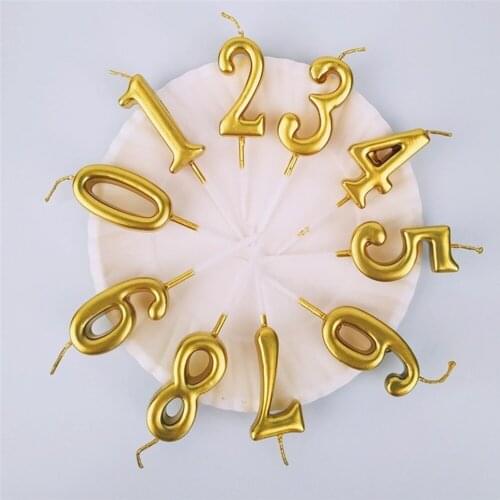 Number 0-9 Birthday Cake Candles 1pcs Gold Number Candles Digital Birthday Wedding Party Cake Insert Cake Decoration Supplies