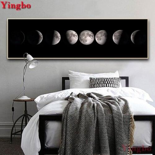 2020 New Diamond Painting Black White Moon landscape Full Square Round Diamond Embroidery mosaic Pictures Of Rhinestones