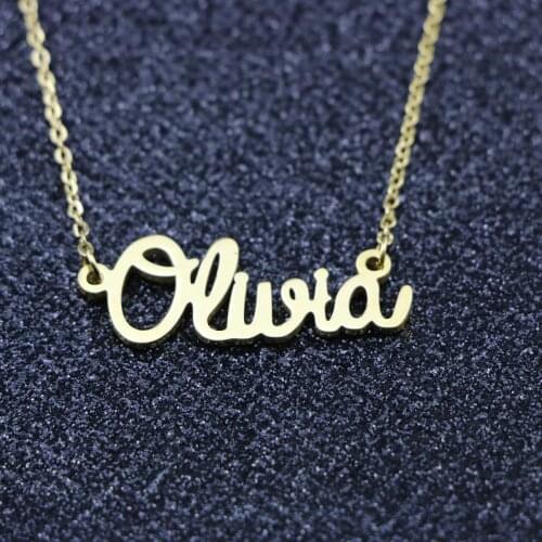 New Gold Color Customized Simple Collana Nome Pendant Collier Femme Acier Inoxydable For Men Gift