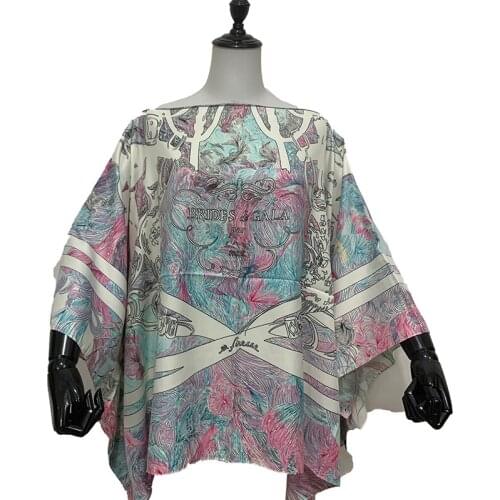 New Fashion Summer Bohemian Batwing Sleeve Silk Blouse For Women Malaysia Muslim Abaya Lady Blouse For Holiday