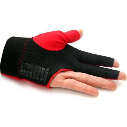 New Lycra Fabric Snooker Billiard Cue Gloves Pool Left Hand Three Finger Billiard Accessories Blue/Black/Red High Elastic